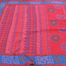 Load image into Gallery viewer, Sanskriti Vintage Pink Sarees Pure Georgette Silk Hand Beaded Kantha Sari Fabric
