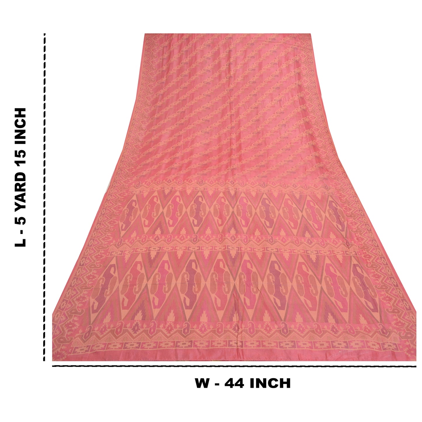 Sanskriti Vintage Pink Indian Sarees Pure Silk Handwoven Sari 5 Yard Sustainable Fabric