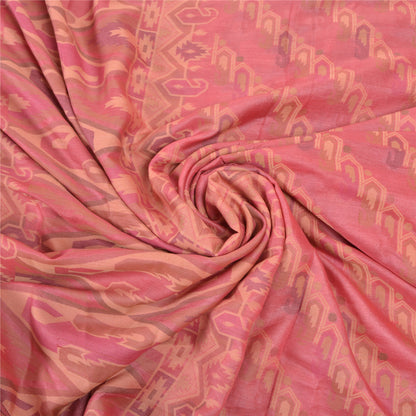 Sanskriti Vintage Pink Indian Sarees Pure Silk Handwoven Sari 5 Yard Sustainable Fabric