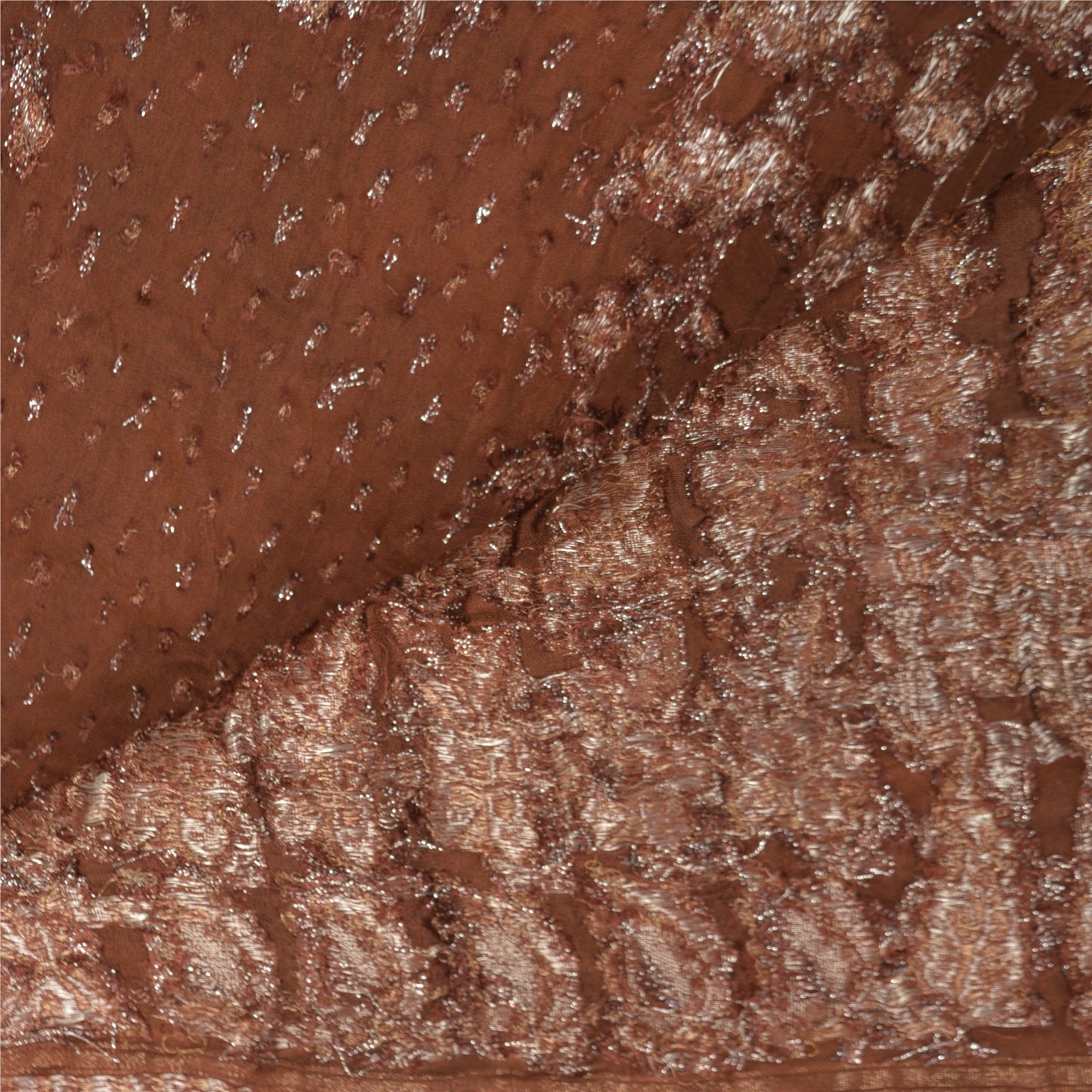 Sanskriti Vintage Brown Sarees 100% Pure Silk Woven Premium Sari Craft Sustainable Fabric