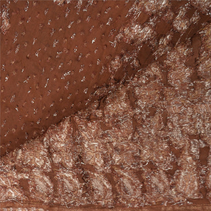Sanskriti Vintage Brown Sarees 100% Pure Silk Woven Premium Sari Craft Sustainable Fabric