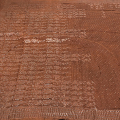 Sanskriti Vintage Brown Sarees 100% Pure Silk Woven Premium Sari Craft Sustainable Fabric