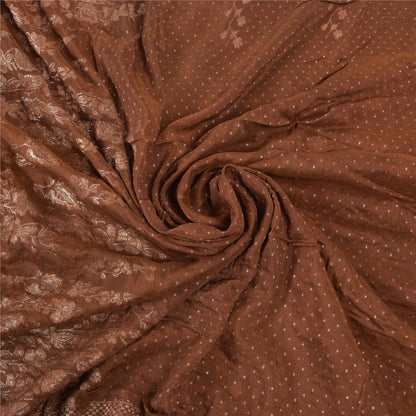 Sanskriti Vintage Brown Sarees 100% Pure Silk Woven Premium Sari Craft Sustainable Fabric