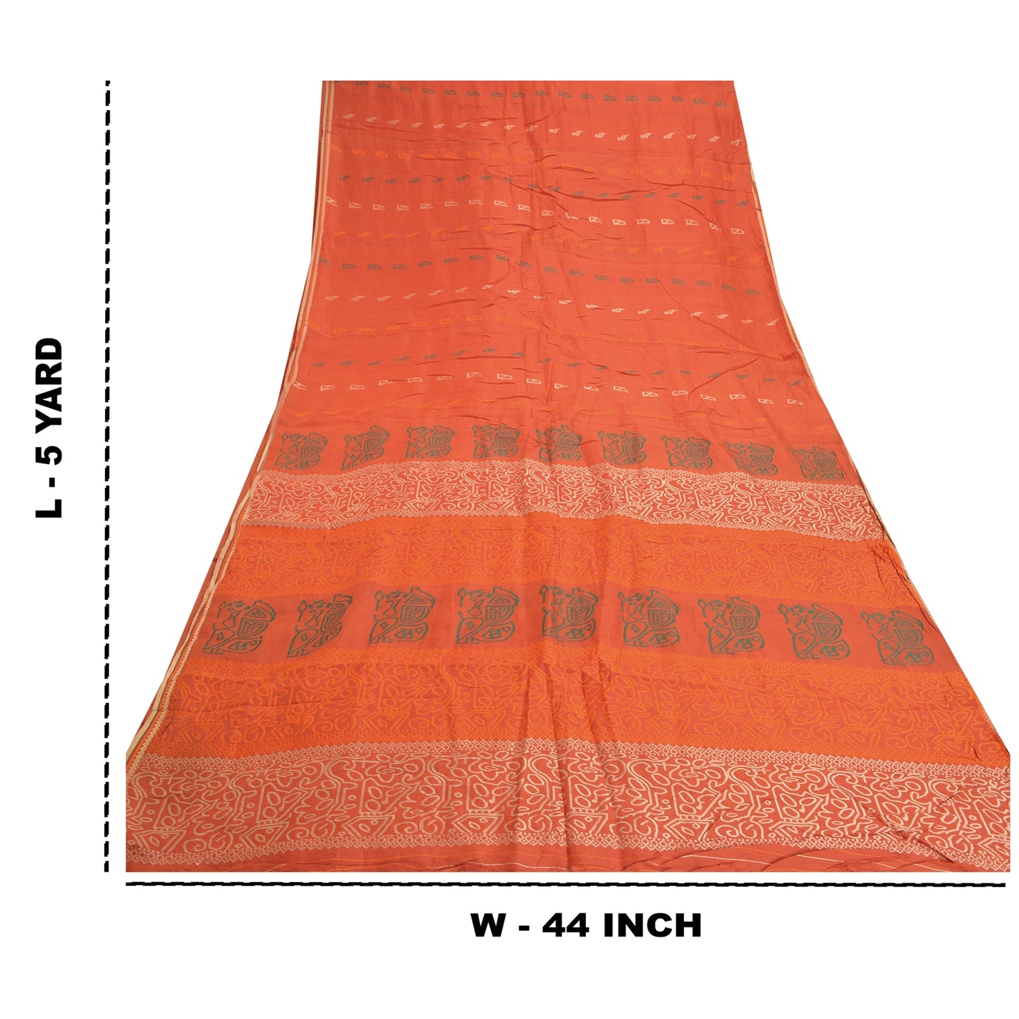 Sanskriti Vintage Orange Indian Sarees Pure Silk Hand-Woven Premium Sari Sustainable Fabric