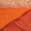 Sanskriti Vintage Orange Indian Sarees Pure Silk Hand-Woven Premium Sari Sustainable Fabric