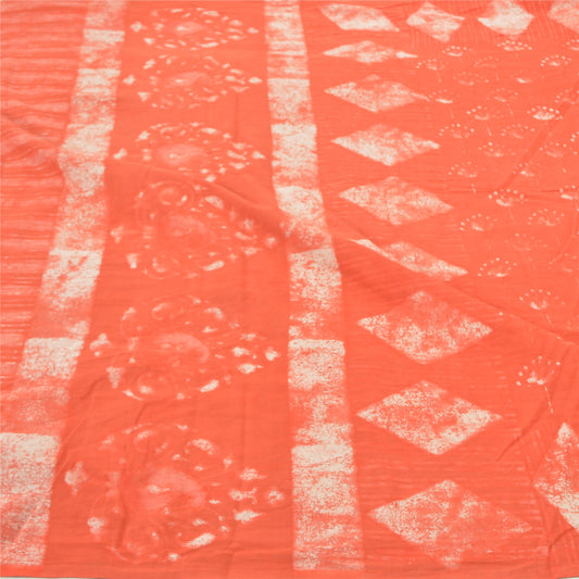 Санскрити Винтаж Персик Индийское сари Чистый хлопок Батик Работа Премиум Сари Экологичная ткань