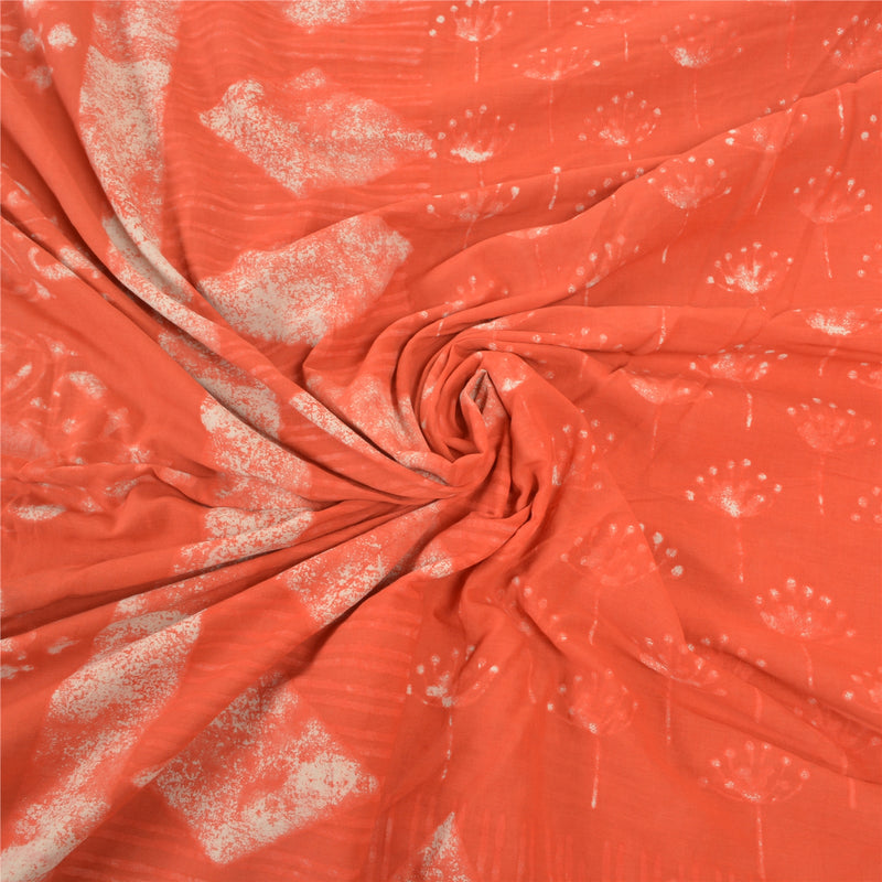 Sanskriti Vintage Peach Indian Sari Pure Cotton Batik Work Premium Sarees Sustainable Fabric