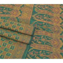 Load image into Gallery viewer, Sanskriti Vintage Rama Green Sarees Blend Georgette Hand- Woven Sari Fabric
