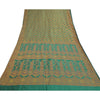 Sanskriti Vintage Rama Green Sarees Blend Georgette Hand- Woven Sari Sustainable Fabric