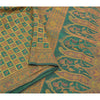 Sanskriti Vintage Rama Green Sarees Blend Georgette Hand- Woven Sari Sustainable Fabric