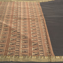 Load image into Gallery viewer, Sanskriti Vintage Handwoven Baluchari Art Silk Sarees Black Premium Sari Fabric

