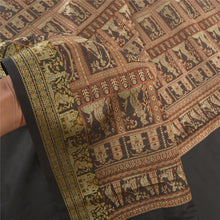 Load image into Gallery viewer, Sanskriti Vintage Handwoven Baluchari Art Silk Sarees Black Premium Sari Fabric
