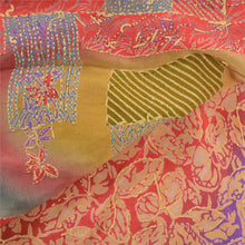 Load image into Gallery viewer, Sanskriti Vintage Sarees Pure Crepe Silk Sari Hand Embroidered Kantha Fabric
