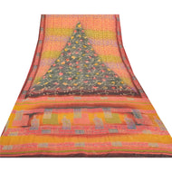 Sanskriti Vintage Sarees Pure Crepe Silk Sari Hand Embroidered Kantha Fabric