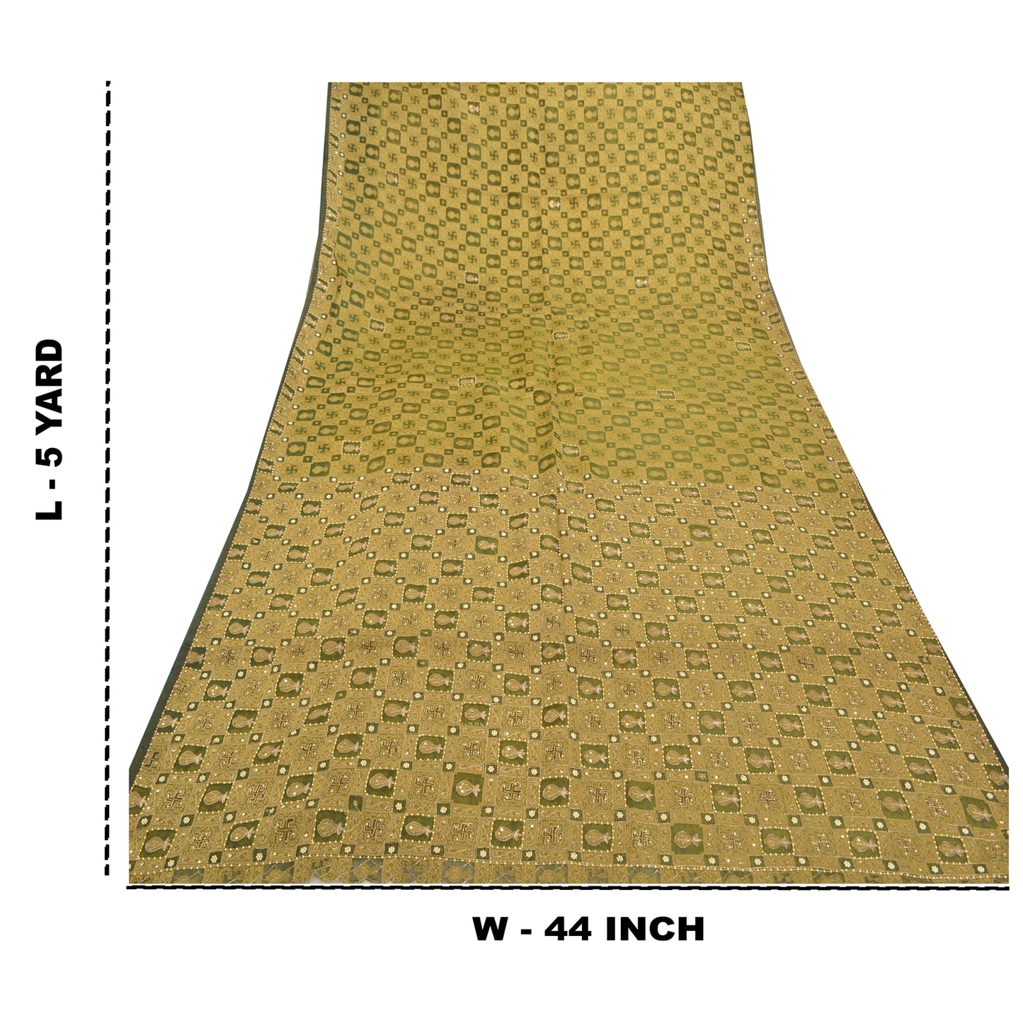 Sanskriti Vintage Green Sarees Pure Organza Silk Beaded Premium Sari Sustainable Fabric