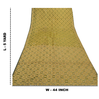 Sanskriti Vintage Green Sarees Pure Organza Silk Beaded Premium Sari Sustainable Fabric