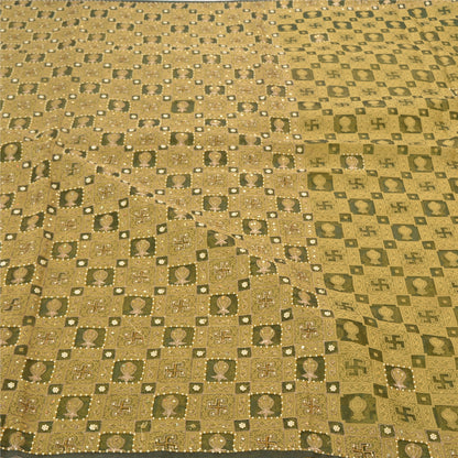 Sanskriti Vintage Green Sarees Pure Organza Silk Beaded Premium Sari Sustainable Fabric