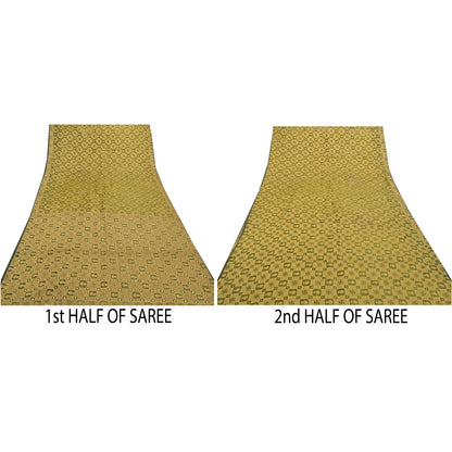 Sanskriti Vintage Green Sarees Pure Organza Silk Beaded Premium Sari Sustainable Fabric