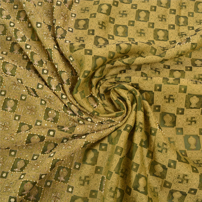 Sanskriti Vintage Green Sarees Pure Organza Silk Beaded Premium Sari Sustainable Fabric