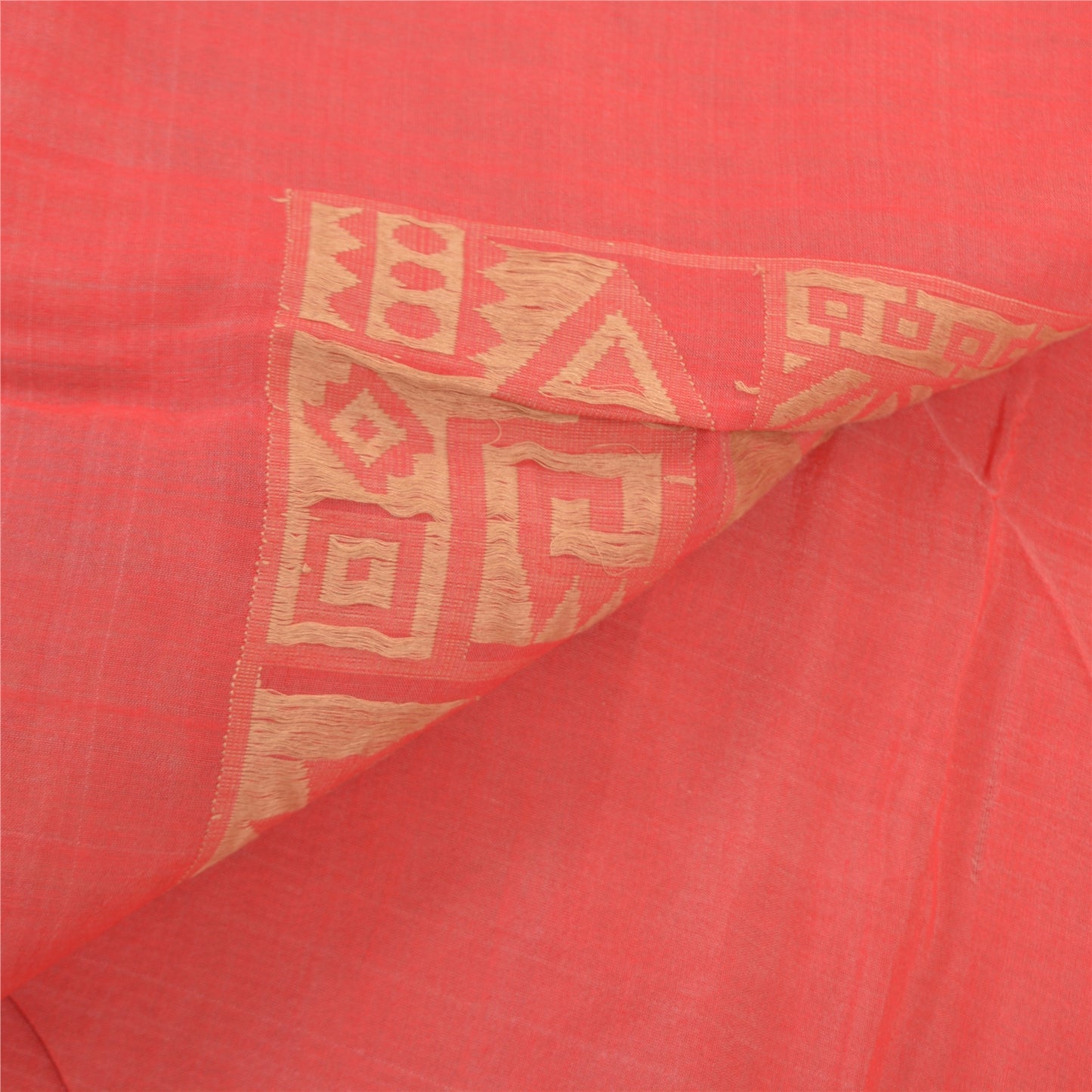 Sanskriti Vintage Hand-Woven Cotton Silk Sarees Pink Premium Indian Sari Sustainable Fabric