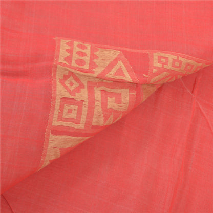 Sanskriti Vintage Hand-Woven Cotton Silk Sarees Pink Premium Indian Sari Sustainable Fabric