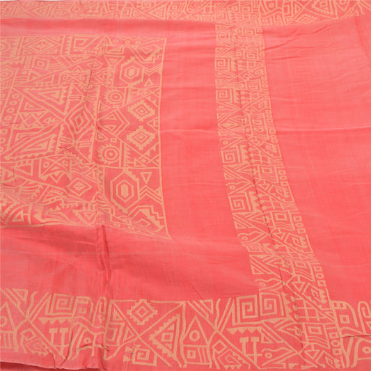 Sanskriti Vintage Hand-Woven Cotton Silk Sarees Pink Premium Indian Sari Sustainable Fabric