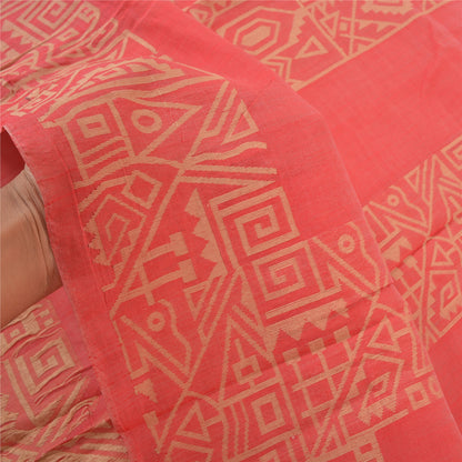 Sanskriti Vintage Hand-Woven Cotton Silk Sarees Pink Premium Indian Sari Sustainable Fabric