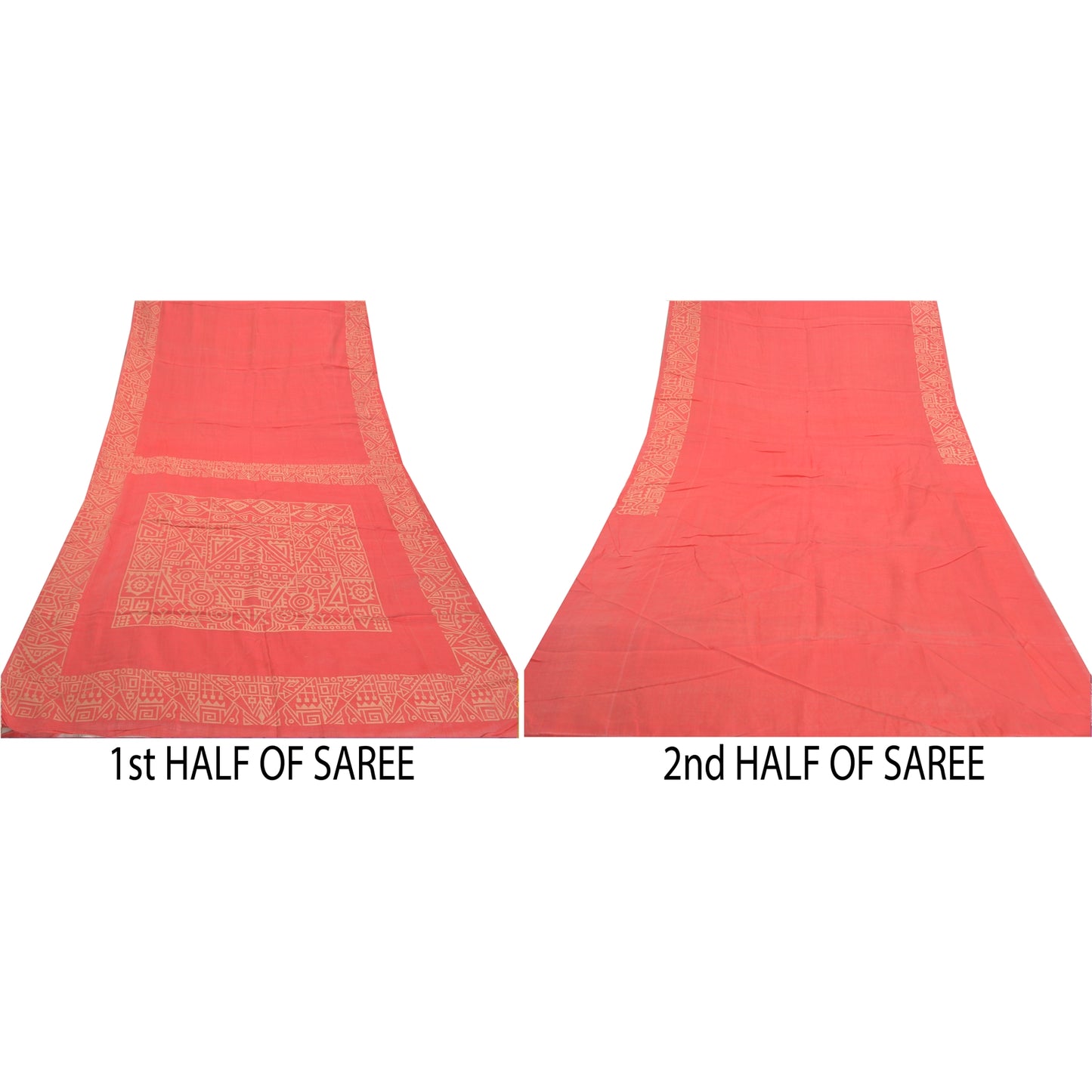 Sanskriti Vintage Hand-Woven Cotton Silk Sarees Pink Premium Indian Sari Sustainable Fabric