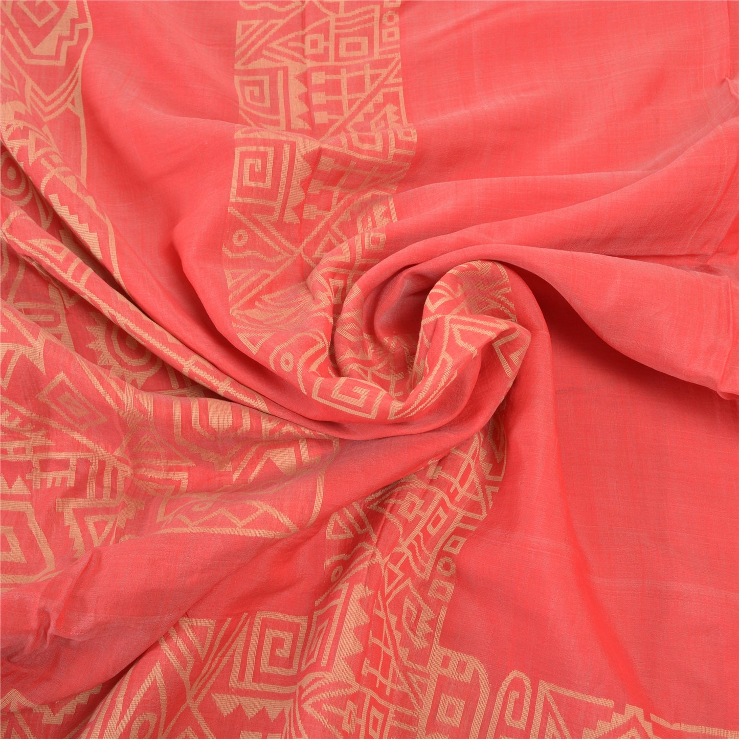 Sanskriti Vintage Hand-Woven Cotton Silk Sarees Pink Premium Indian Sari Sustainable Fabric