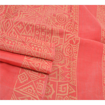 Sanskriti Vintage Hand-Woven Cotton Silk Sarees Pink Premium Indian Sari Sustainable Fabric