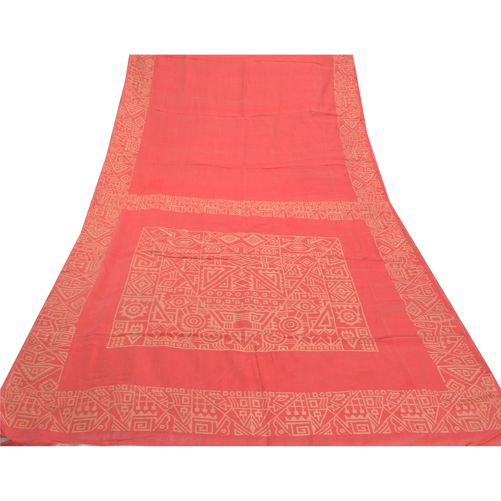 Sanskriti Vintage Hand-Woven Cotton Silk Sarees Pink Premium Indian Sari Sustainable Fabric