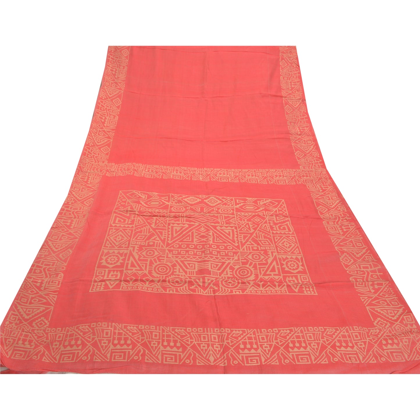 Sanskriti Vintage Hand-Woven Cotton Silk Sarees Pink Premium Indian Sari Sustainable Fabric