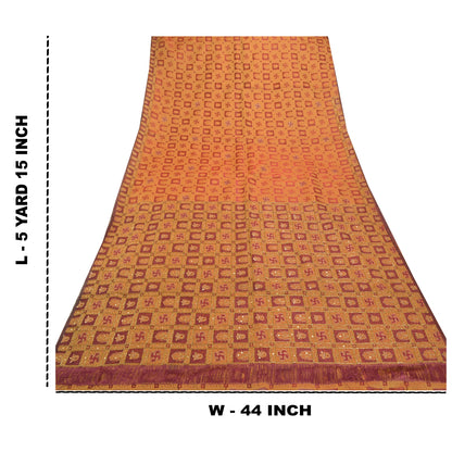 Санскритские винтажные сари из чистой органзы из шелка, расшитого вручную бисером, премиальное сари из экологически чистой ткани