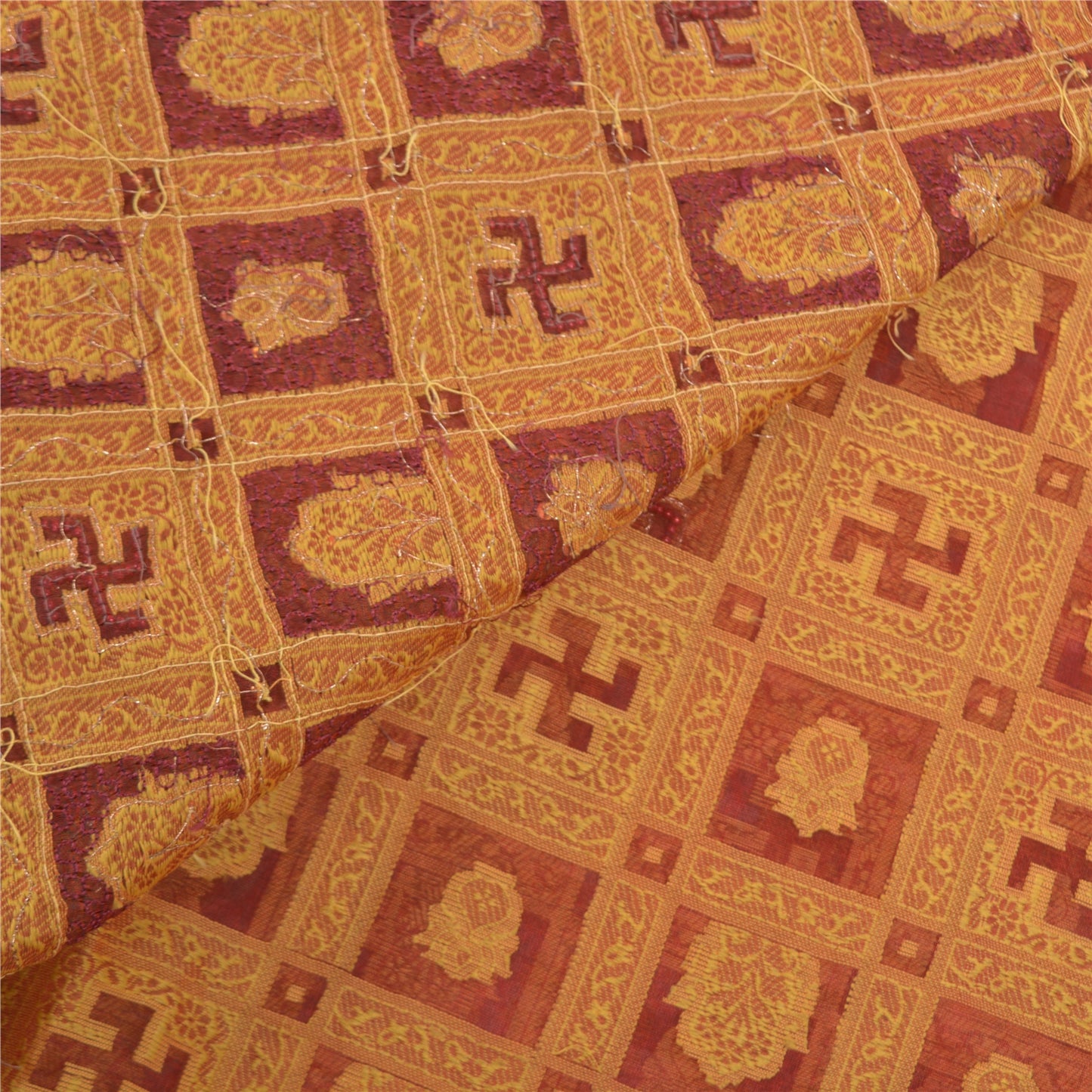 Санскритские винтажные сари из чистой органзы из шелка, расшитого вручную бисером, премиальное сари из экологически чистой ткани