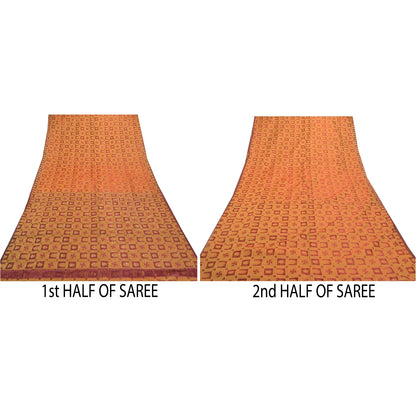 Санскритские винтажные сари из чистой органзы из шелка, расшитого вручную бисером, премиальное сари из экологически чистой ткани