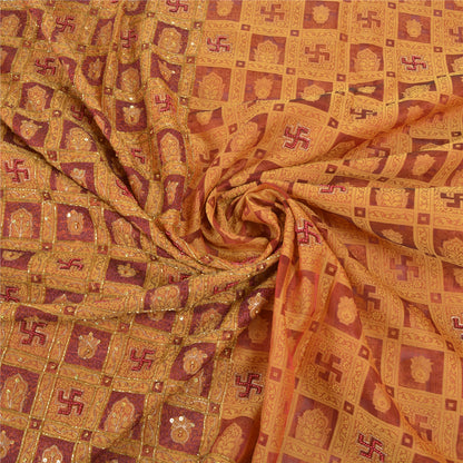 Санскритские винтажные сари из чистой органзы из шелка, расшитого вручную бисером, премиальное сари из экологически чистой ткани