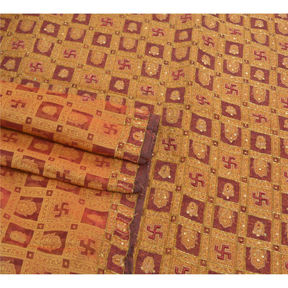 Санскритские винтажные сари из чистой органзы из шелка, расшитого вручную бисером, премиальное сари из экологически чистой ткани