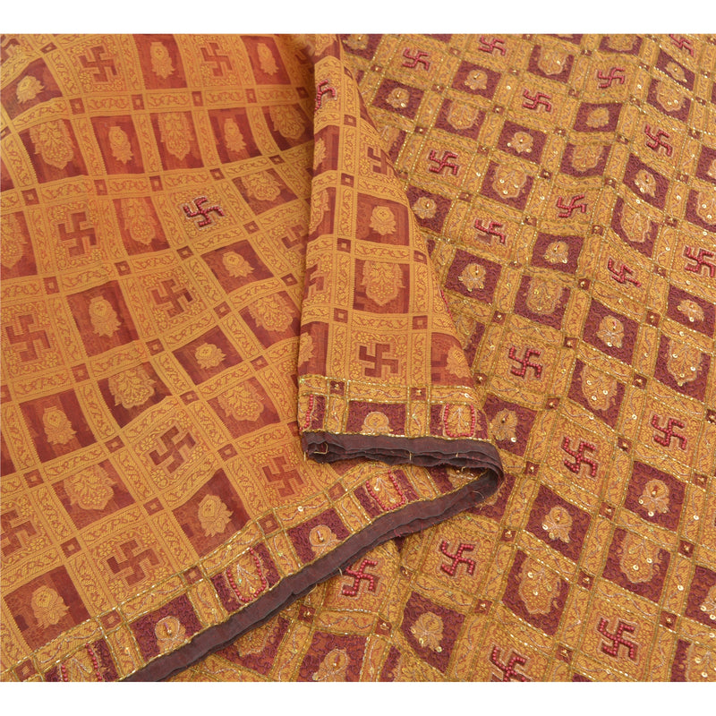 Sanskriti Vintage Sarees Ren Organza Silke Håndvævet Perlebesat Premium Sari Bæredygtigt Stof