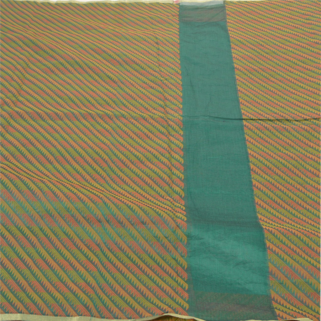 Sanskriti Vintage Grønne Sarees Kunstsilke Vævet Premium Sari 5 Yard Håndværk Bæredygtigt Stof