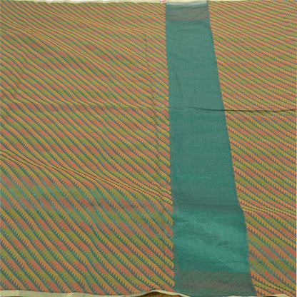 Sanskriti Vintage Grønne Sarees Kunstsilke Vævet Premium Sari 5 Yard Håndværk Bæredygtigt Stof