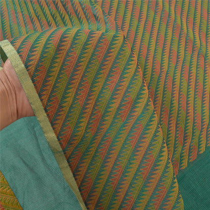 Sanskriti Vintage Grønne Sarees Kunstsilke Vævet Premium Sari 5 Yard Håndværk Bæredygtigt Stof