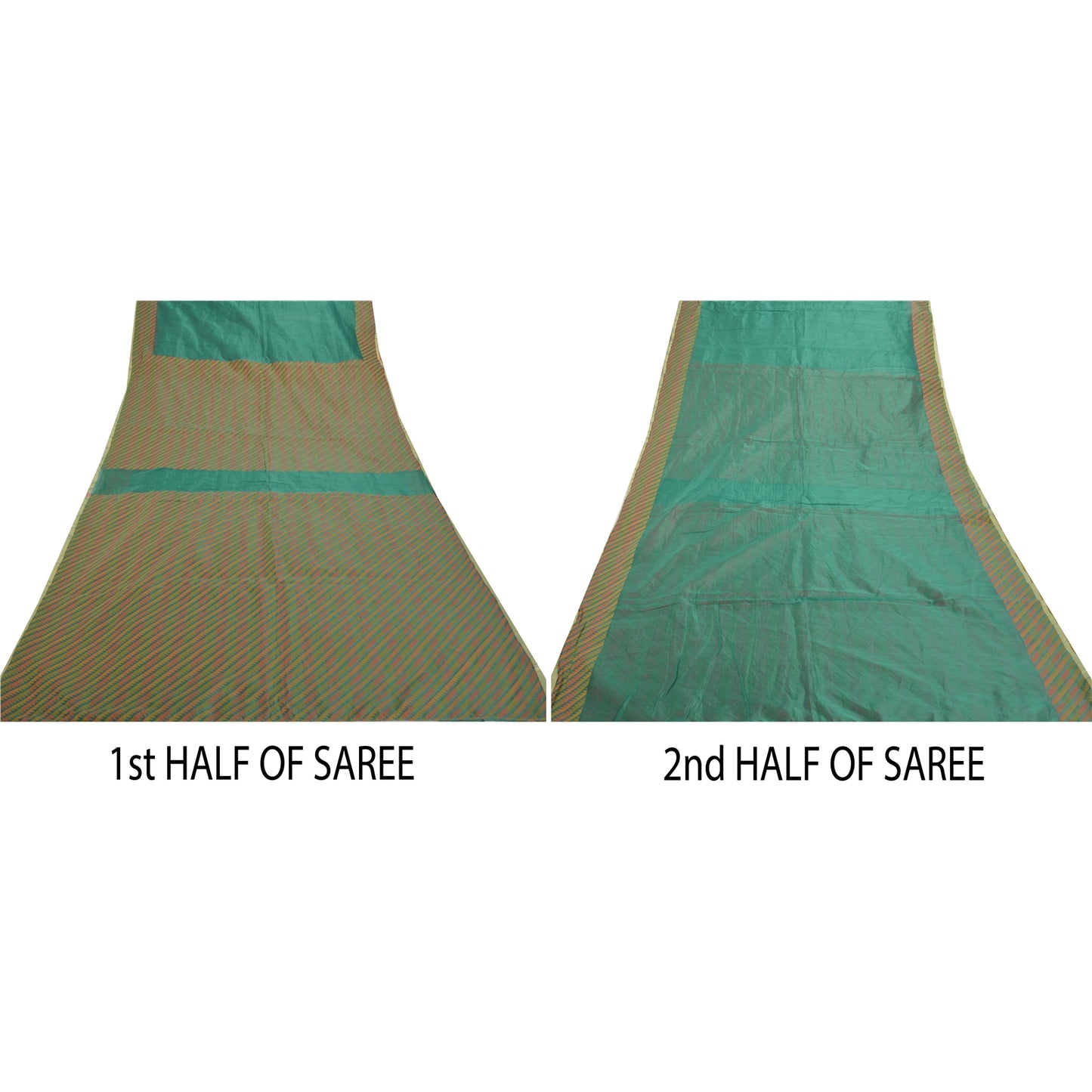 Sanskriti Vintage Grønne Sarees Kunstsilke Vævet Premium Sari 5 Yard Håndværk Bæredygtigt Stof