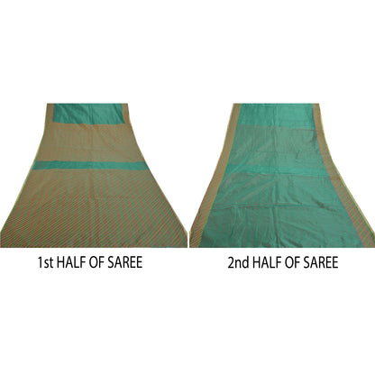 Sanskriti Vintage Grønne Sarees Kunstsilke Vævet Premium Sari 5 Yard Håndværk Bæredygtigt Stof