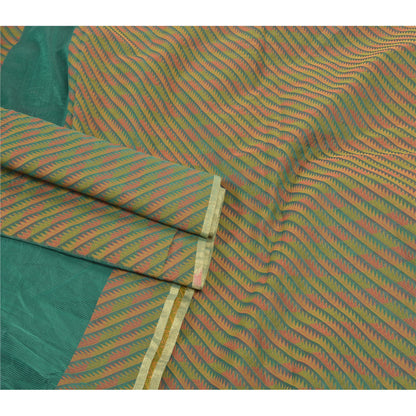 Sanskriti Vintage Grønne Sarees Kunstsilke Vævet Premium Sari 5 Yard Håndværk Bæredygtigt Stof