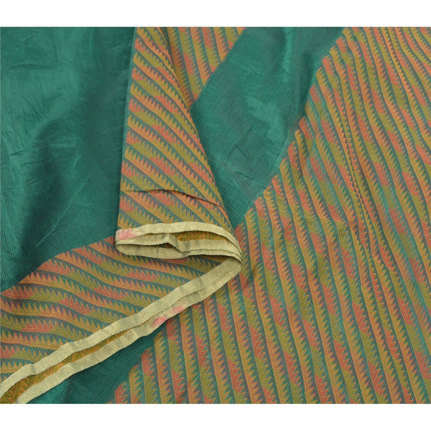 Sanskriti Vintage Grønne Sarees Kunstsilke Vævet Premium Sari 5 Yard Håndværk Bæredygtigt Stof