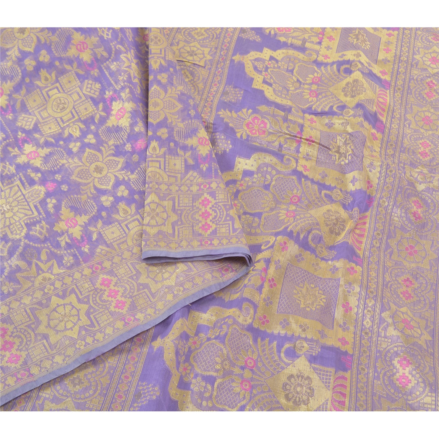 Санскритские винтажные фиолетовые сари из искусственного шелка ручной работы, премиальное сари, 5 ярдов, устойчивая ткань