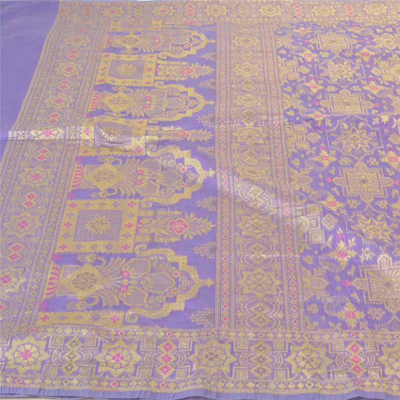 Sanskriti Vintage Lilla Sarees Kunstsilke Håndvævet Premium Sari 5 Yard Bæredygtigt Stof