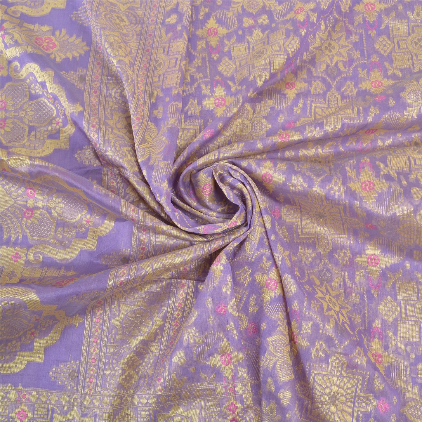 Санскритские винтажные фиолетовые сари из искусственного шелка ручной работы, премиальное сари, 5 ярдов, устойчивая ткань
