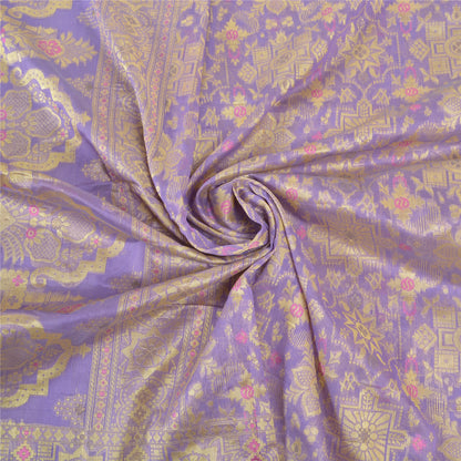 Санскритские винтажные фиолетовые сари из искусственного шелка ручной работы, премиальное сари, 5 ярдов, устойчивая ткань