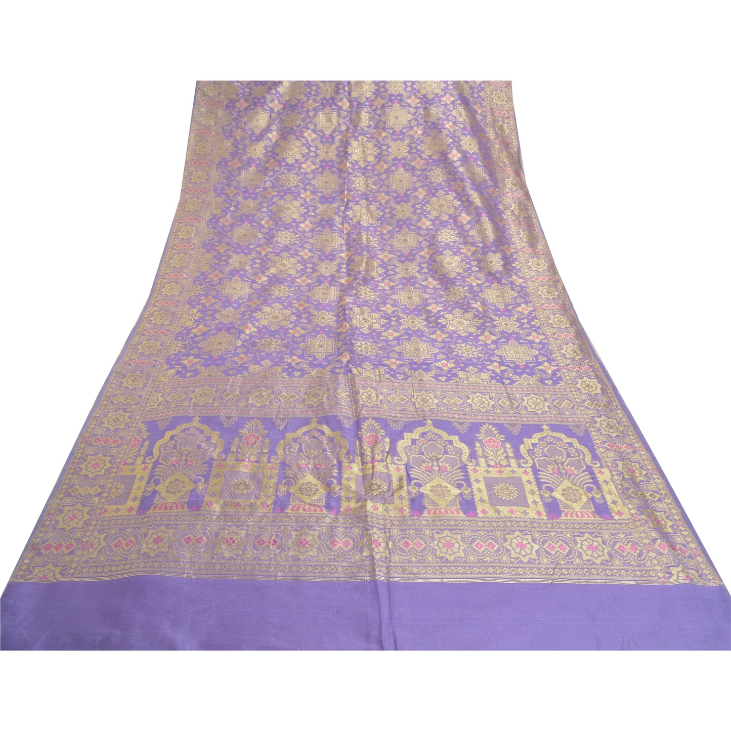 Санскритские винтажные фиолетовые сари из искусственного шелка ручной работы, премиальное сари, 5 ярдов, устойчивая ткань